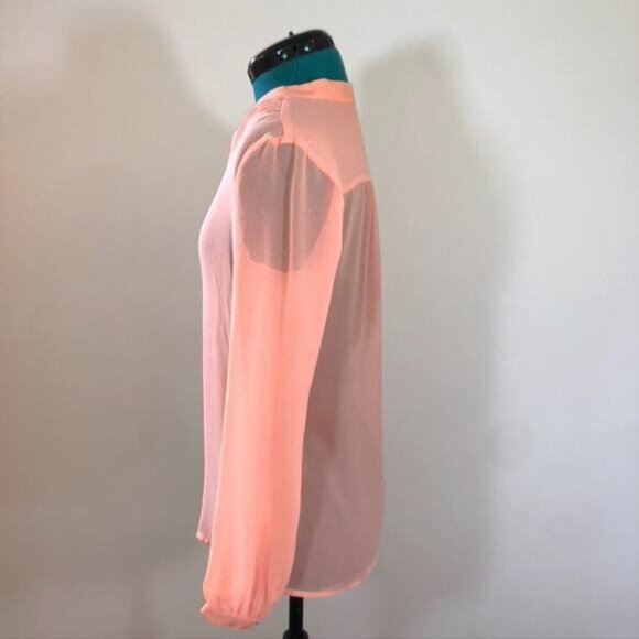 Marciano Sitting Pretty Solid Sheer Chiffon Blouse in Peach Pink - Extra Small - Picture 3 of 7